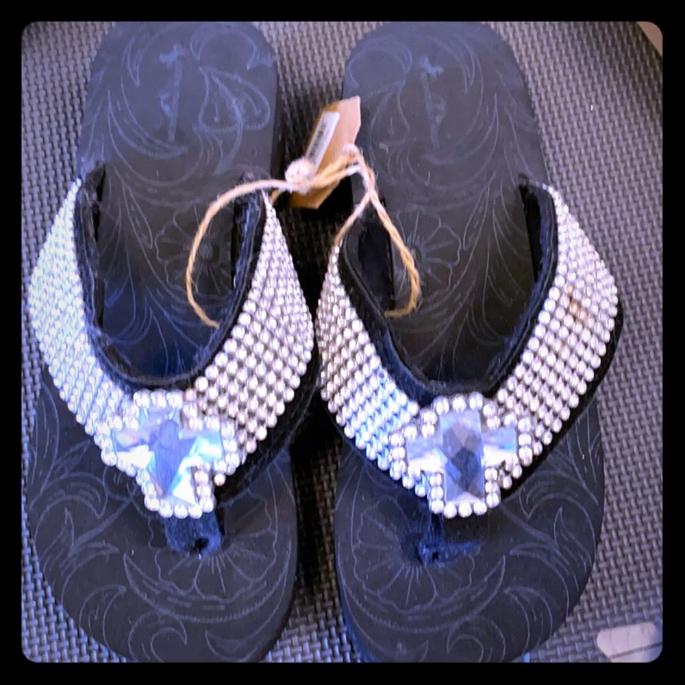 Rhinestone Cross flip flops
